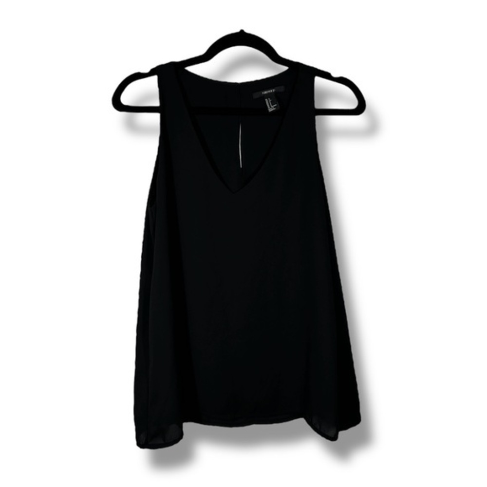 Forever 21 Vneck Keyhole Back Black Sleeveless Top Size Small - "Amie"